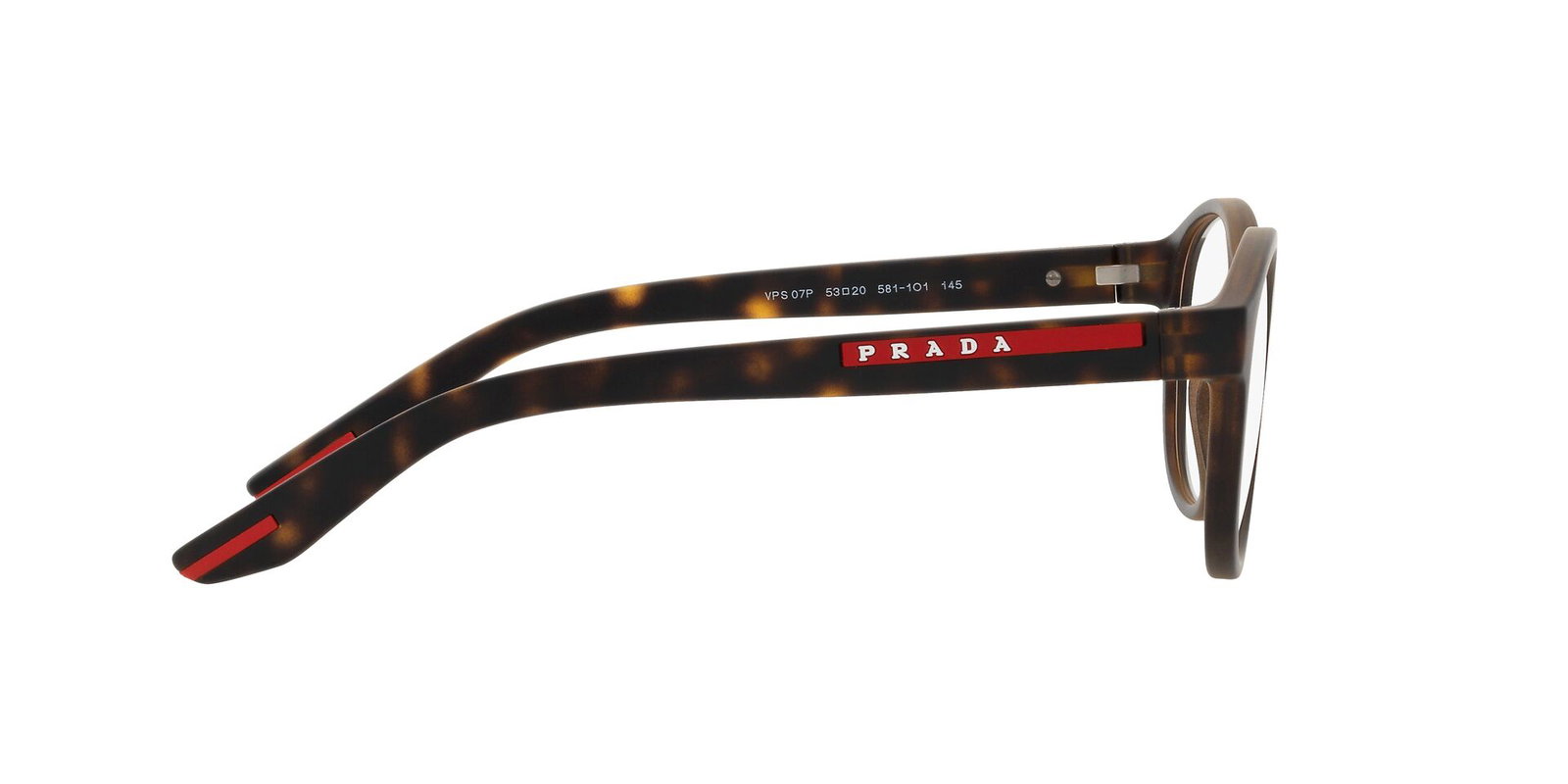 Das Bild zeigt die Bügel der Prada Linea Rossa Fassung PS07PV 5811O1., Zubehor, Brillen, Riemen